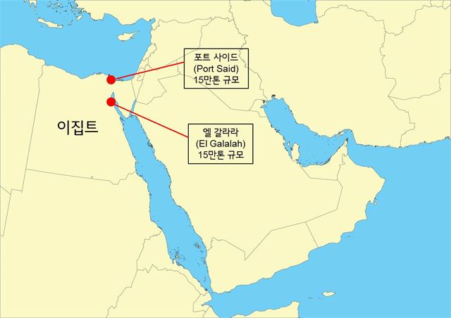 수처리 기업 메티토가 총 30만톤 규모의 해수담수화 공장을 건설 중인 이집트 엘갈라라와 포트 사이드 위치. LG화학 제공