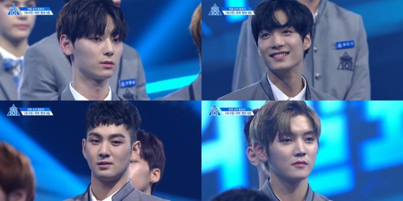 황민현 김종현 최민기 강동호(왼쪽 위부터 시계방향). Mnet '프로듀스101 시즌2' 캡처