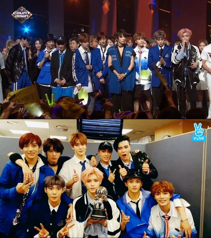 NCT 127이 음악 방송 1위 목표를 이뤘다. Mnet '엠카운트다운', V라이브 캡처