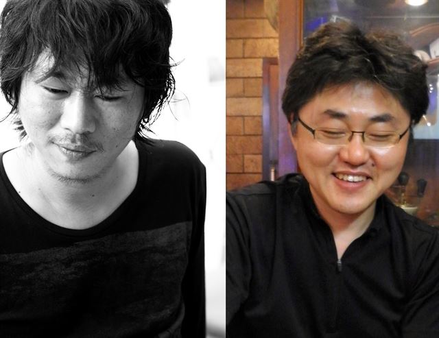 3회 김현문학패 수상자로 선정된 강정(왼쪽) 시인과 서준환 소설가. 문학실험실 제공