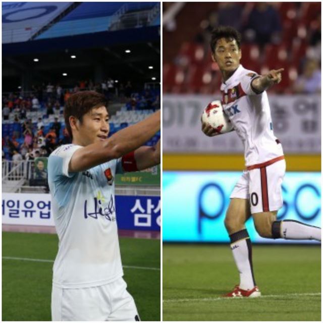 이근호(왼쪽)와 박주영. 프로축구연맹 제공