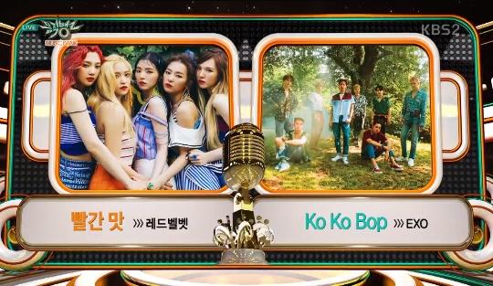 레드벨벳, 엑소가 '뮤직뱅크' 1위를 두고 맞붙는다. KBS2 '뮤직뱅크' 캡처