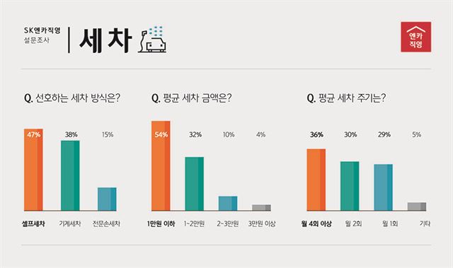 국내 자동차 세차 관련 설문 결과. SK엔카직영 제공