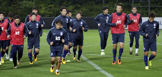 파주 NFC에서 훈련하는 축구 국가대표 선수들. 파주=연합뉴스