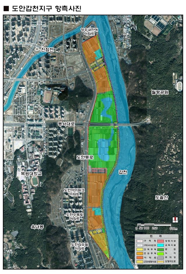 25일 토지거래허가구역 지정이 해제된 서구 도안 갑천친수구역 사업지구. 대전시 제공