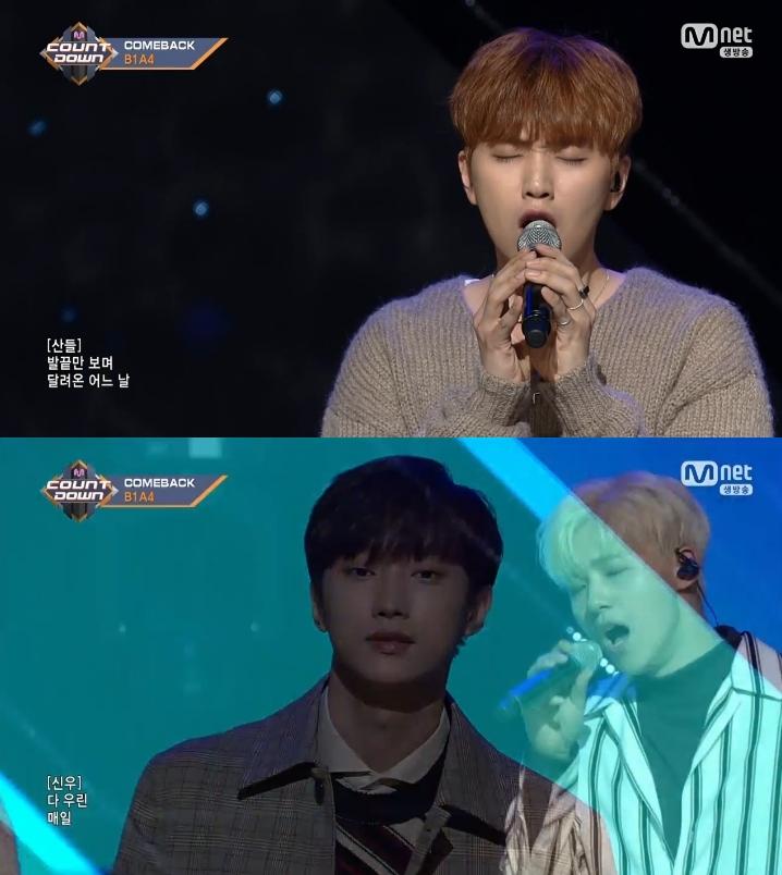 B1A4가 자작곡으로 또 한 번 가요계를 사로잡았다. Mnet '엠카운트다운' 캡처