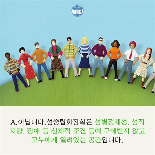 성공회대 총학생회가 페이스북 페이지에 카드뉴스로 연재하고 있는 성중립화장실 관련 내용 중 하나. 성공회대 총학생회 페이스북 페이지.