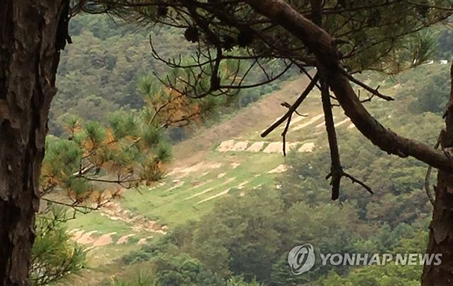 강원도 철원군 동송읍 금학산 인근 군부대의 사격장 모습. 연합뉴스