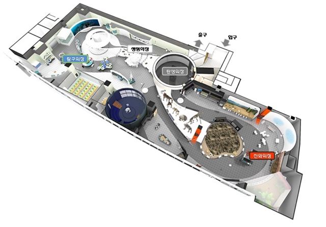 전시면적이 2,580㎡(781평)에 이르는 자연사관 구성도.