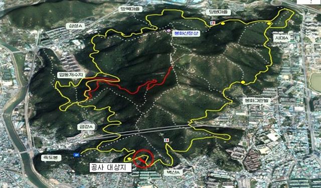 전남 순천시 봉화산 둘레길 출렁다리 조성사업 위치도. 순천시 제공