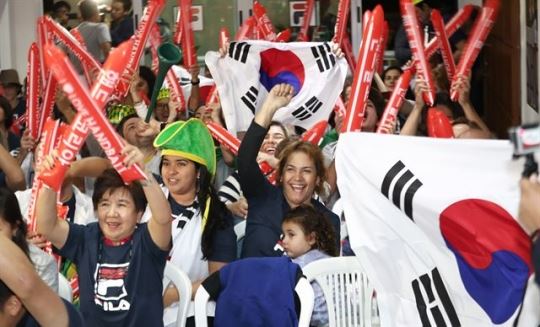 리우올림픽 당시 응원 모습. 한국일보 자료사진