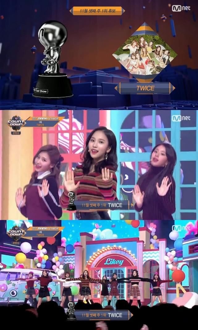 트와이스가 '엠카운트다운' 1위를 차지했다. Mnet '엠카운트다운' 캡처