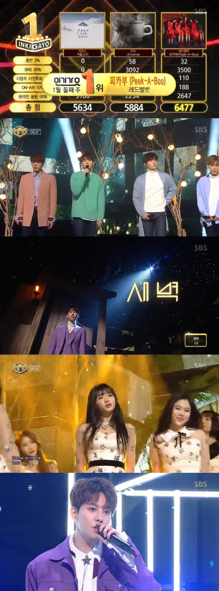 ‘인기가요’ 1위는 레드벨벳이었다. SBS 캡처