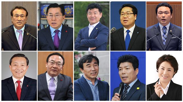 아산시장 출마예상자. 왼쪽부터 김응규 박경귀 박성순 오세현 윤지상 이교식 이상욱 전성환 조덕호 조양순