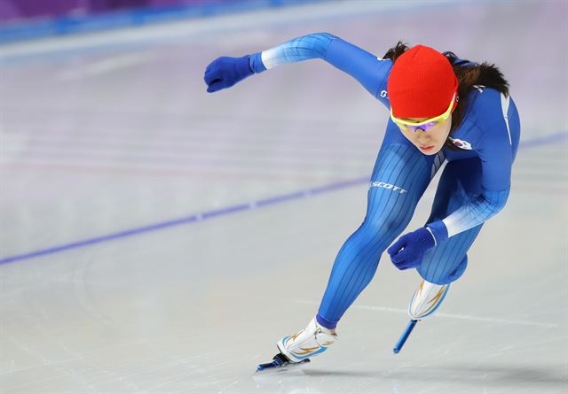 17일 강릉 스피드스케이트경기장에서 최종 훈련을 하는 이상화. 강릉=연합뉴스