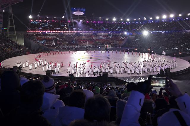 [저작권 한국일보] 9일 평창 동계올림픽 개회식 장면. 평창=김주영기자