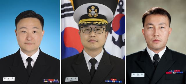 왼쪽부터 길범준 소령(39), 김동호 소령(40), 장재욱 소령(36). 뉴시스