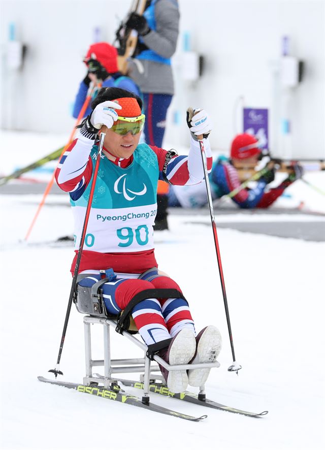 이도연이 10일 강원 평창 바이애슬론센터에서 열린 평창패럴림픽 바이애슬론 여자 6km 좌식에서 12위에 올랐다. 사진은 전날인 9일 훈련 모습. 평창=연합뉴스