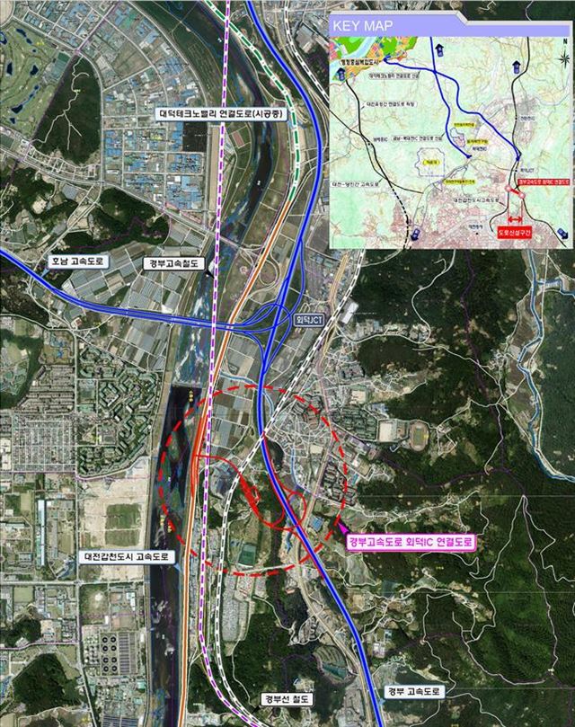 회덕나들목연결도로 위치도. 행정도시건설청 제공.