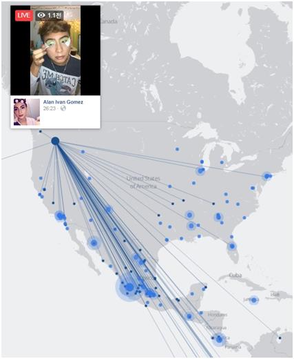페이스북 라이브 서비스에서는 크리에이터의 방송 콘텐츠와 시청자 현황을 파악할 수 있다. 페이스북 제공