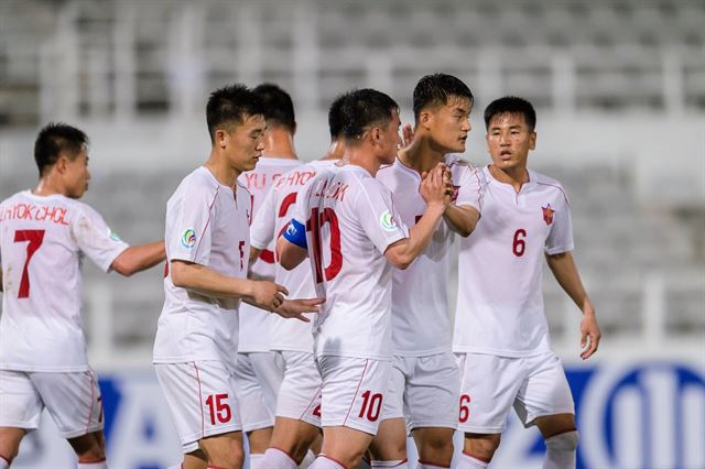 아시아축구연맹(AFC)이 주최하는 아시아 클럽 대항전인 AFC컵에 참가한 북한의 4.25 축구단. AFC컵 트위터 캡처.