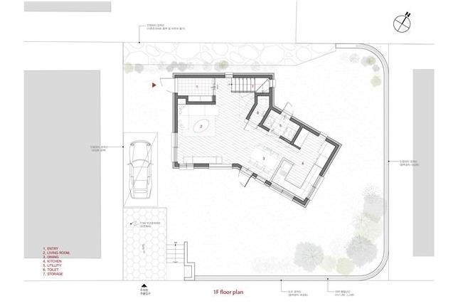 시수하우스 1층 평면도. 앤의 집과 같은 기역자 집에서 마당을 감싼 시옷자로 바꿨다. 모쿠디자인연구소 제공