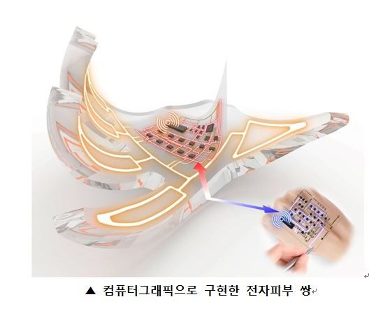 컴퓨터그래픽으로 구현한 전자피부 쌍. 서울대 공대 제공