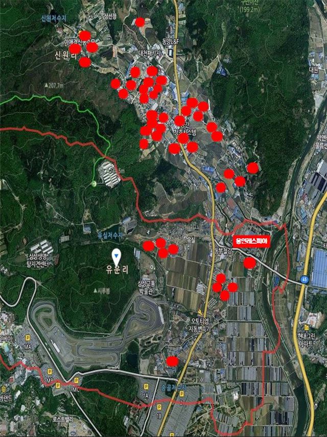 경기 용인시가 지정ㆍ고시한 악취관리지역. 용인시 제공