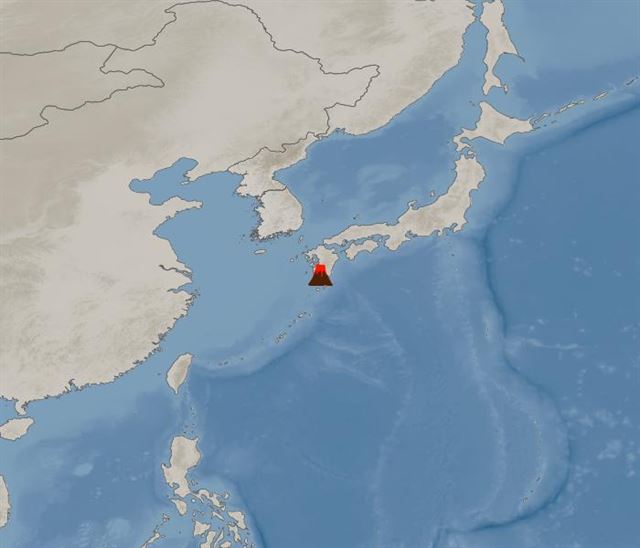 일본 규슈 사쿠라지마 화산이 지난 16일 오후3시 38분쯤 폭발했다. 기상청 제공.