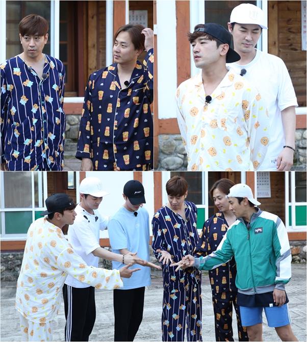 ‘1박 2일’ 신화의 에릭, 민우, 앤디의 파자마 차림이 공개되어 화제다. KBS2 제공