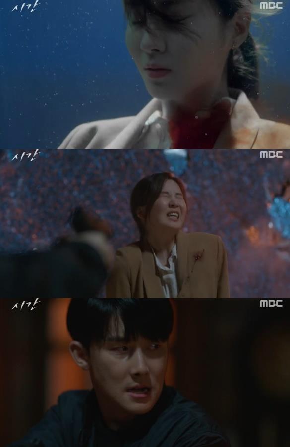 ‘시간’ 서현이 김준한의 총에 맞았다. MBC 캡처