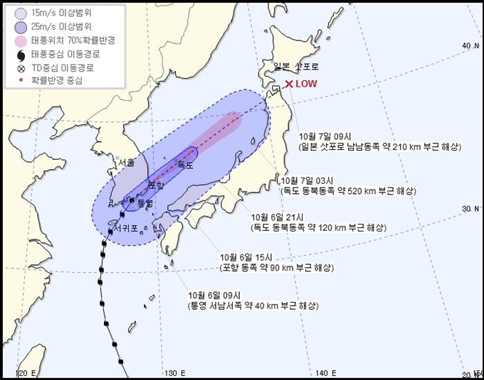 태풍 콩레이 예상경로. 기상청 제공