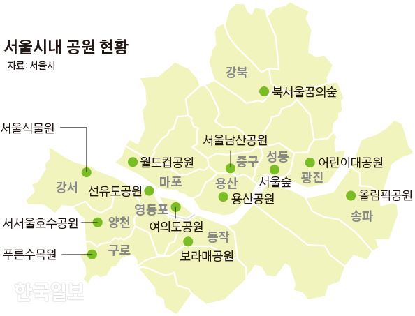 서울시내 공원 현황=그래픽 김경진기자