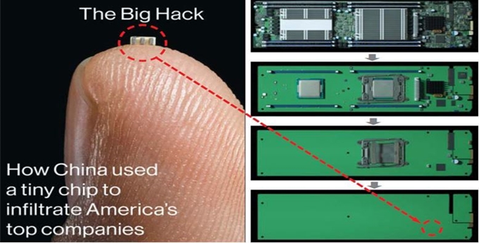 미국에서 애플과 아마존 서버 해킹 의혹을 받는 중국산 스파이칩. 블룸버그 비즈니스위크 캡처