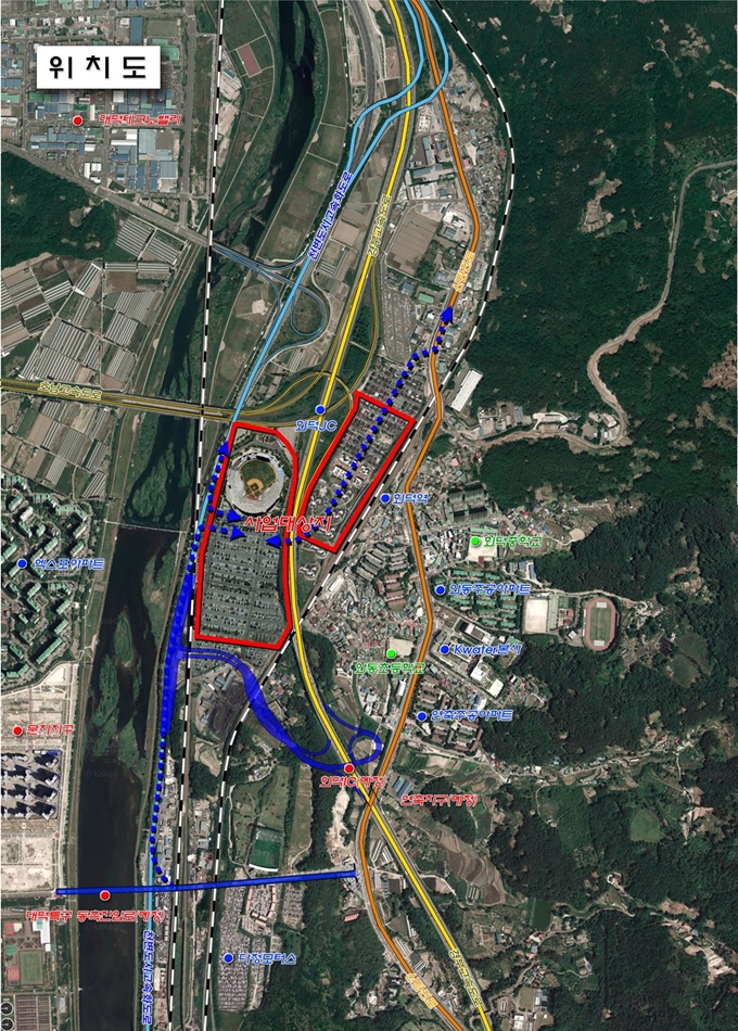 대덕구가 제시한 '신대 베이스볼 드림파크' 야구장 위치도. 대덕구 제공