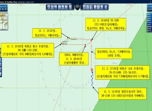 우리 어선 S호가 북한군에 나포됐다가 풀려나기까지의 과정을 정리한 이동 요도. 동해해양경찰청 제공.