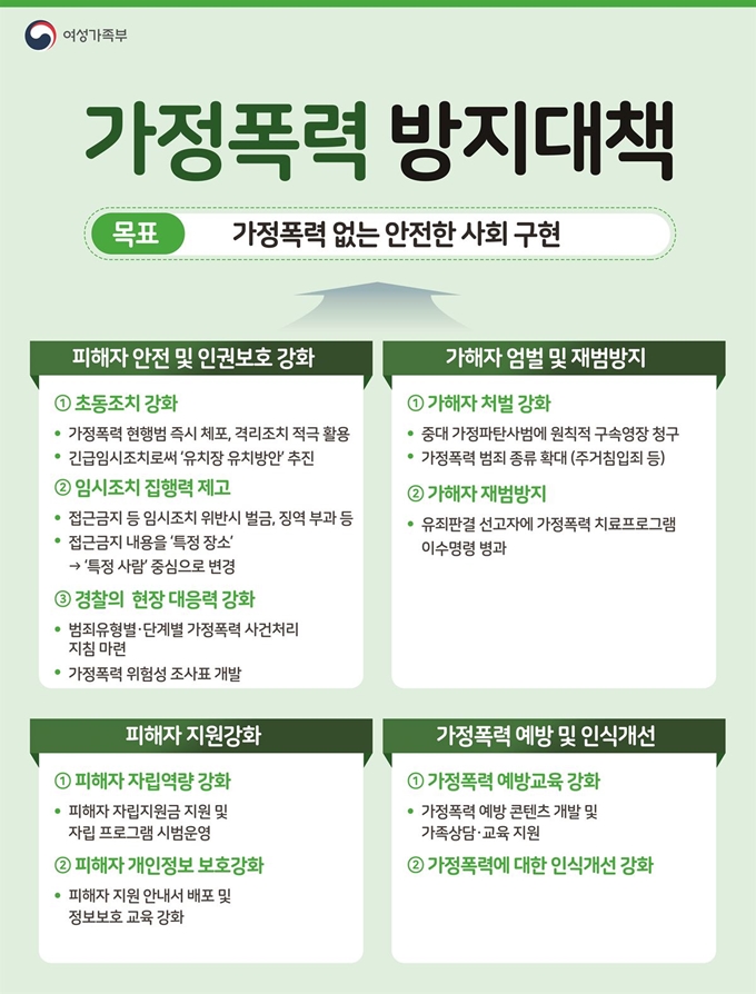 가정폭력 방지대책 인포그래픽. 여성가족부