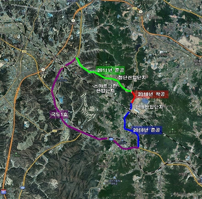 세종 북부권 산단 진입도로 위치도. 세종시 제공.