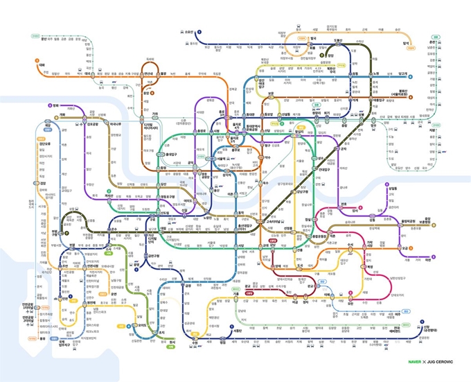 네이버와 서울시가 손잡고 만든 색각이상자를 위한 서울지하철노선도. 네이버 제공