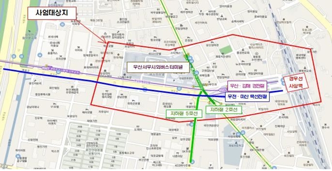 부산 사상역 원스톱 교통환승센터 위치도.