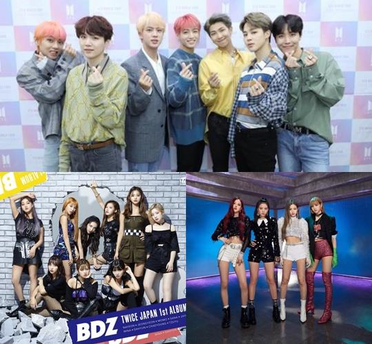 방탄소년단, 트와이스, 블랙핑크. 빅히트, JYP, YG엔터테인먼트 제공