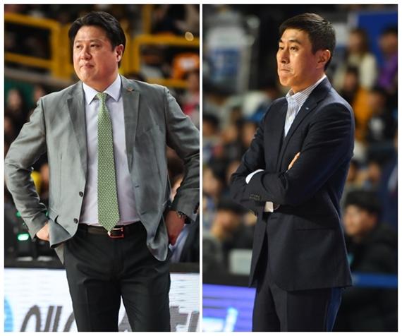 문경은 SK 감독과 이상민 삼성 감독. KBL 제공