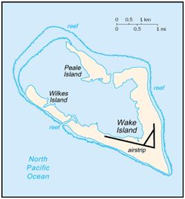 태평양에 위치한 웨이크 섬. 구글이미지 캡처