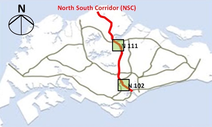 싱가포르 남북 도심지하고속도로 노선도. 쌍용건설 제공