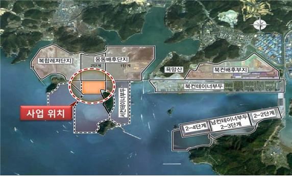 부산항 신항 서컨테이너 항만배후단지 조성공사 위치도. 부산해수청 제공