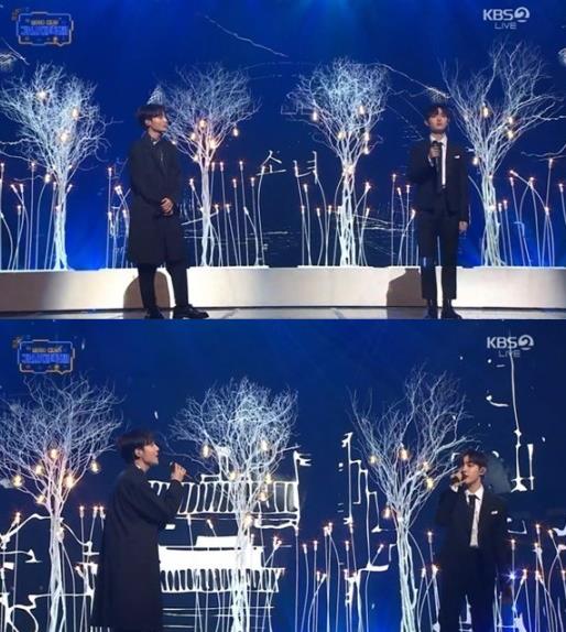 ‘가요대축제’ 로이킴 김재환이 역대급 라이브를 선보였다.KBS 방송캡처