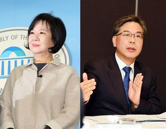 손혜원(왼쪽) 무소속 의원과 송언석 자유한국당 의원. 연합뉴스ㆍ한국일보 자료사진