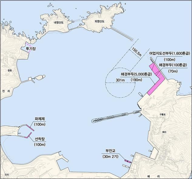 신안 흑산도항 개발 평면도