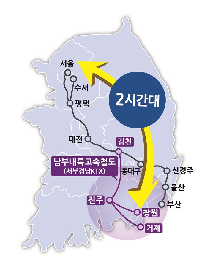 29일 예비타당성조사 면제가 확정된 남부내륙고속철도(서부경남 KTX) 노선도.