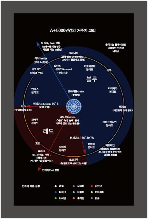 달 폭발 5,000년 후 우주 공간에 건설된 인간 거주지 지도. 북레시피 제공.